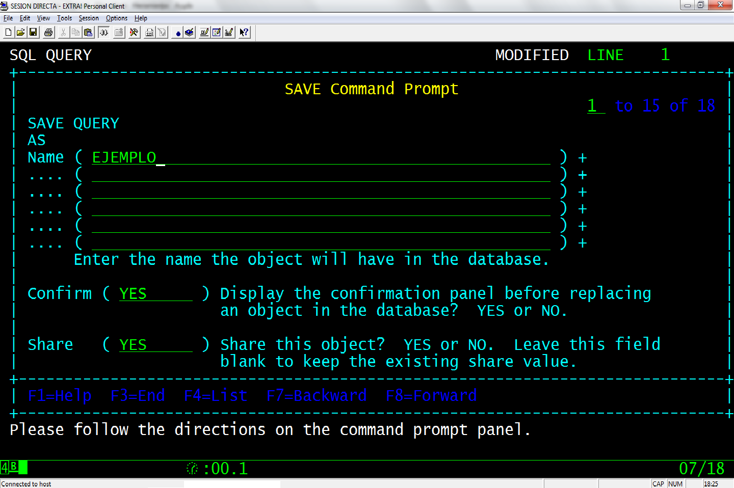 Universo Cobol ¿Cómo almacenar queries en QMF?