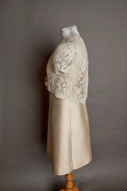 1960s Cardin style vintage wedding dress, side view showing lace top, c HVB vintage wedding blog 2013
