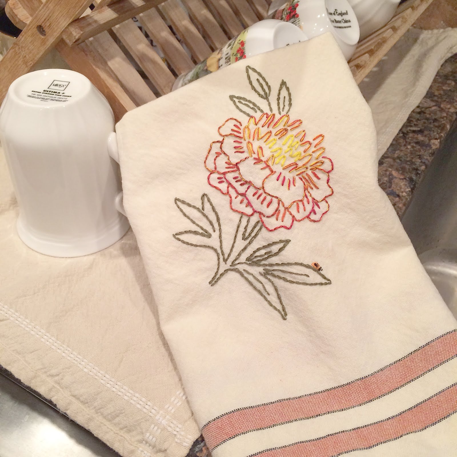 Bits of Stitching! Hand Embroidered "Vintage" Towels