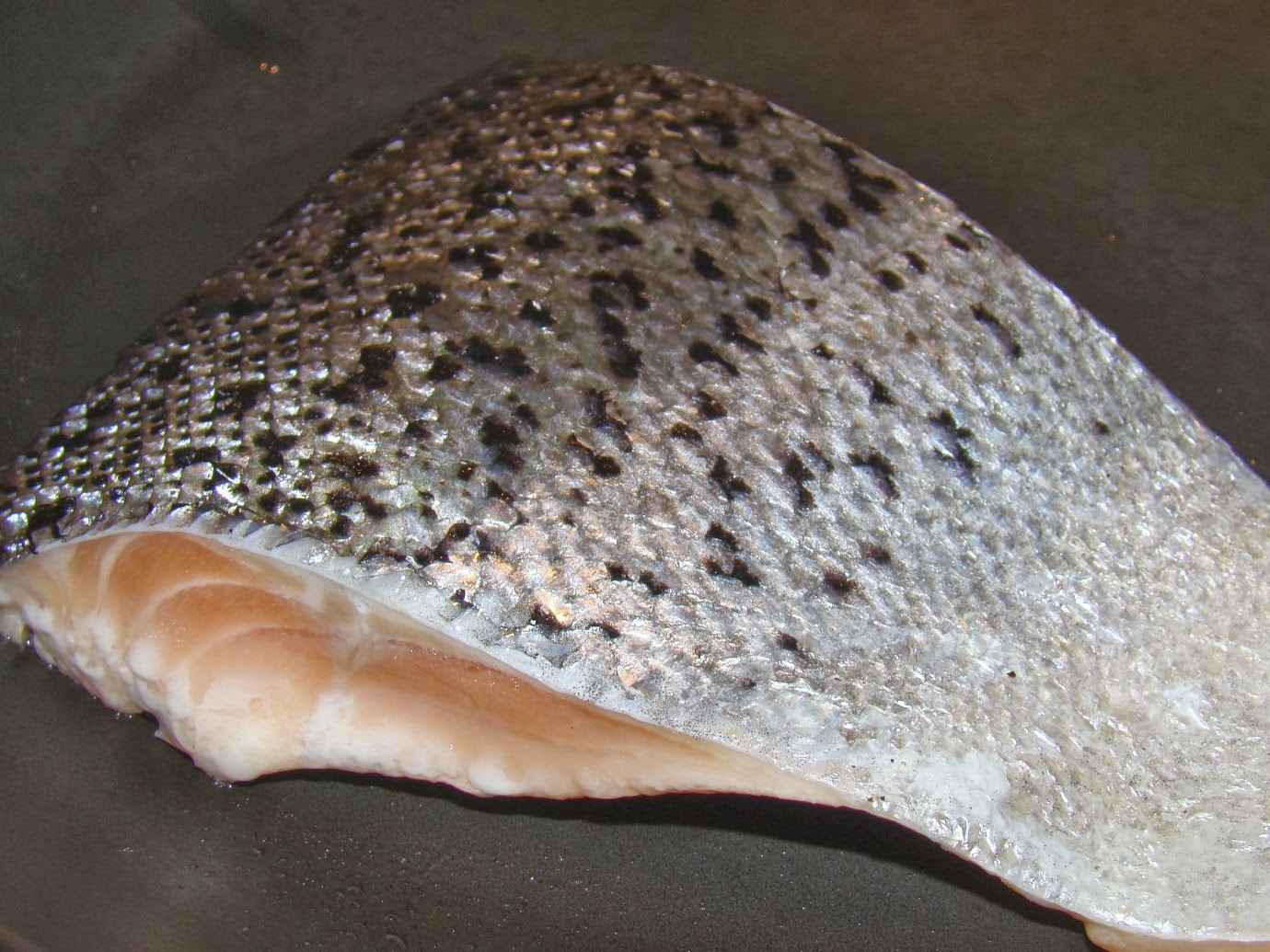 Goodchardonnay Salmon, Scales on, Cooked in the House