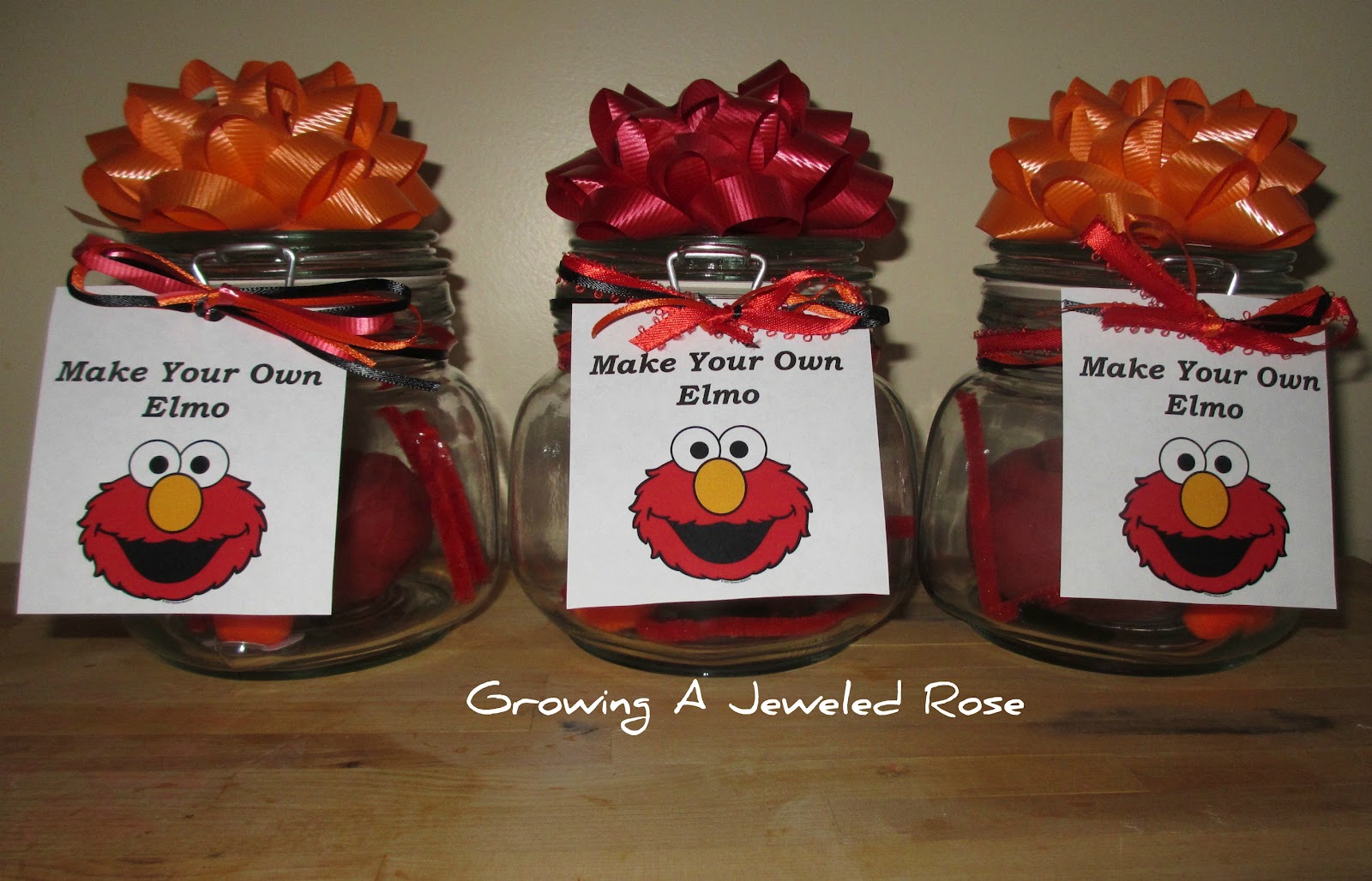 Make Your Own Elmo Homemade Party Favors Growing A Jeweled Rose