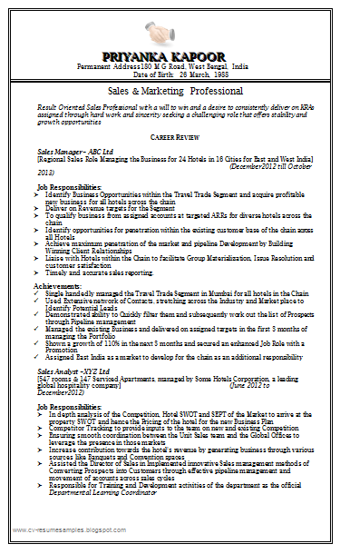 Over 10000 CV and Resume Samples with Free Download: Sales ...