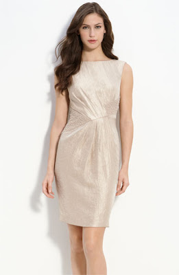 Adrianna Papell Beaded Metallic Satin Sheath Dress