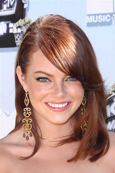 Red Hair Blonde Bangs. emma stone londe bangs.