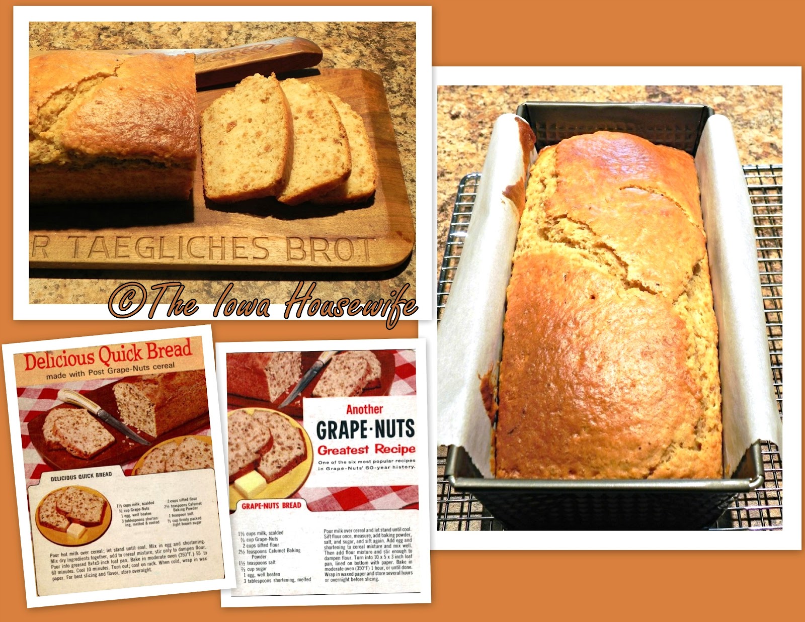 The Iowa Housewife Grape Nuts Bread