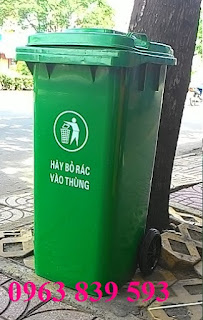 Thùng rác nhựa nhập khẩu có 2 bánh xe siêu bền mới