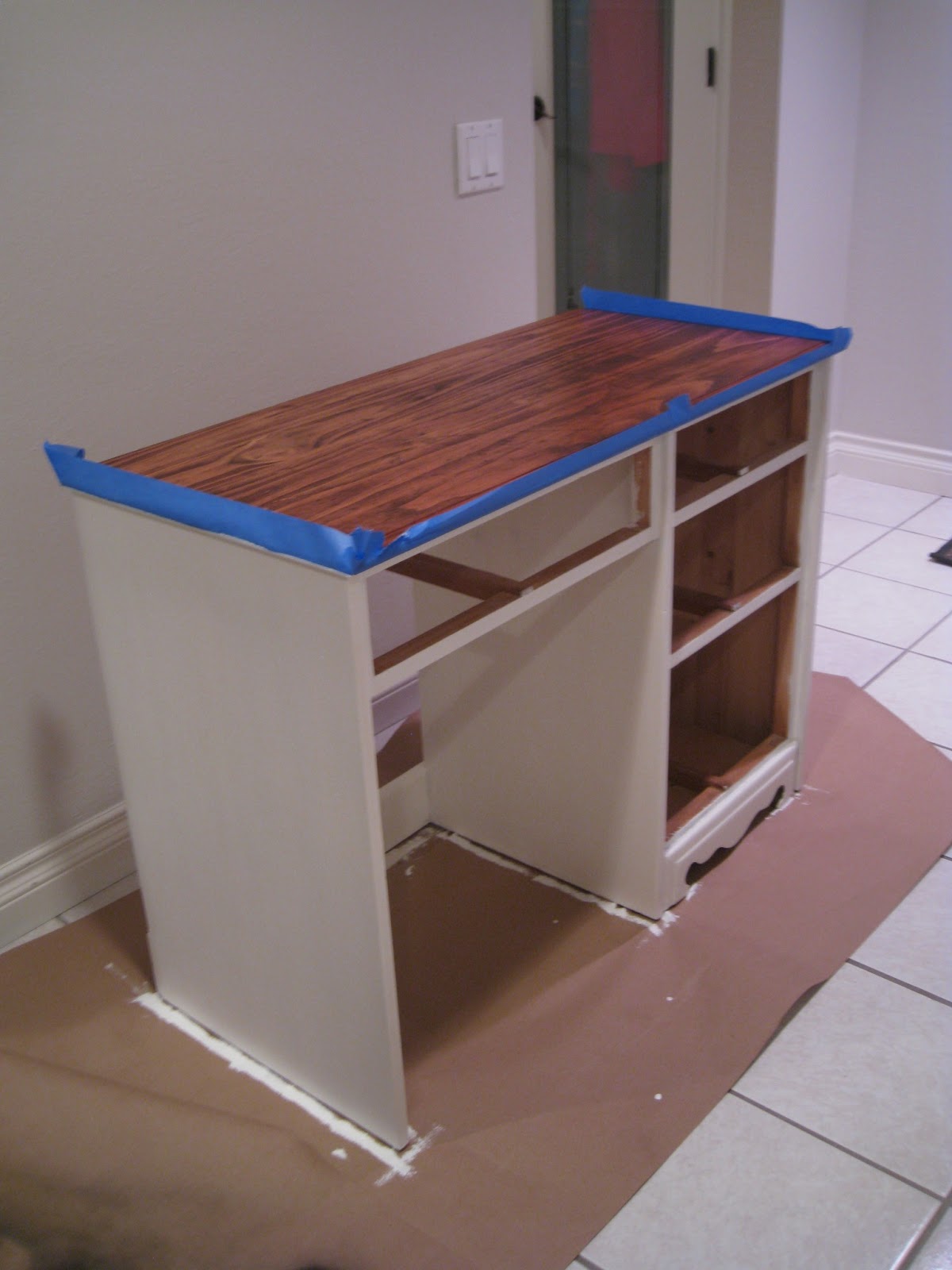 The Framed Lady Wooden Desk Renovation White desk with stained top