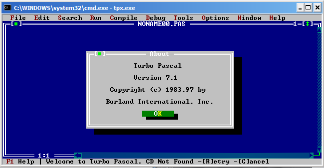 Borland Turbo Pascal V70 - University of Northampton