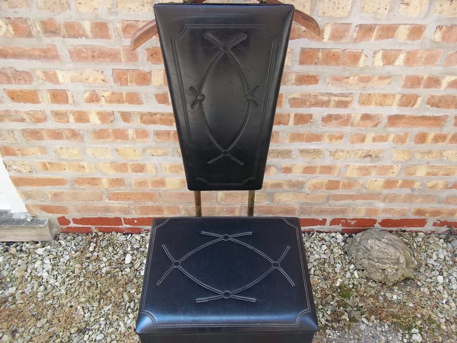 Nova Mid Century Black Vinyl Valet Chair With Storage SOLD