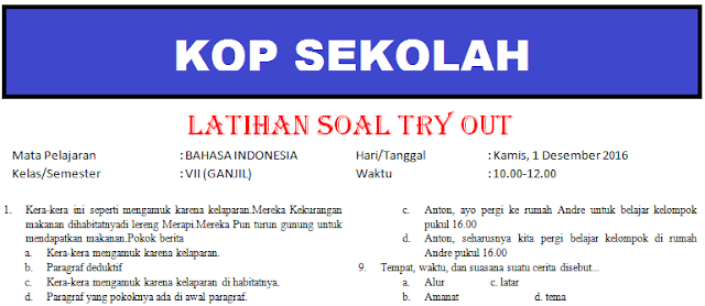 Contoh Soal Ujian Sekolah Sd Kelas 6 Bahasa Indonesia