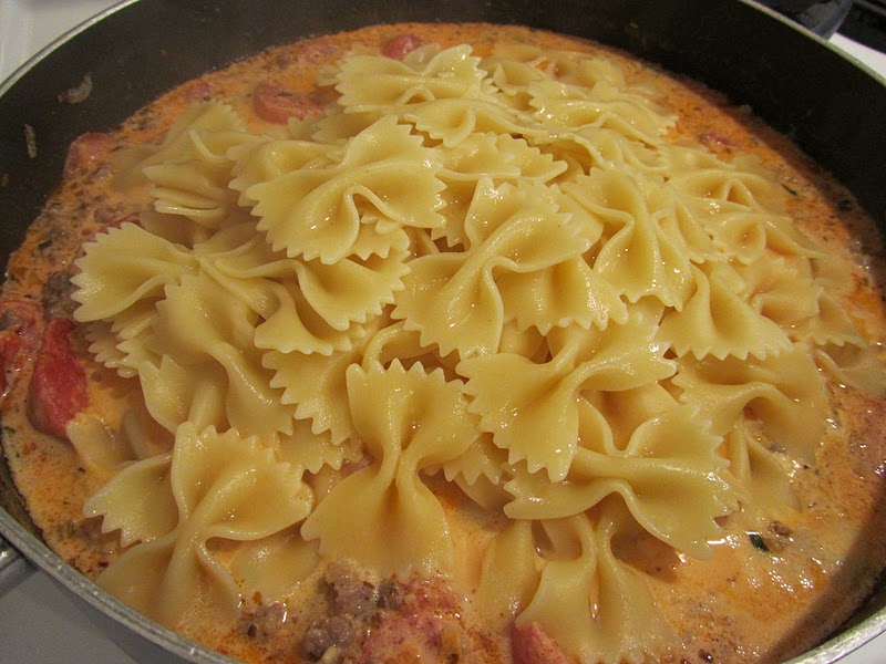 Hospitality at Heart Bow Tie PastaItalian Sausage in Cream Sauce