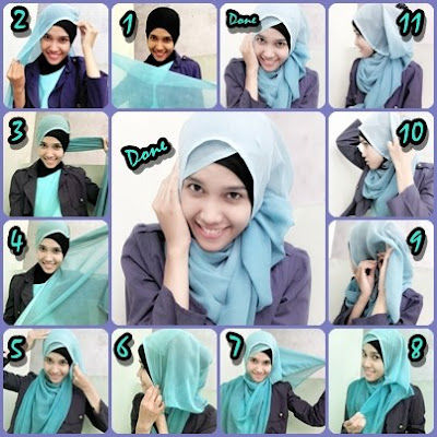 Cara Memakai Jilbab Pashmina Motif Silang Inner Ninja - Tutorial