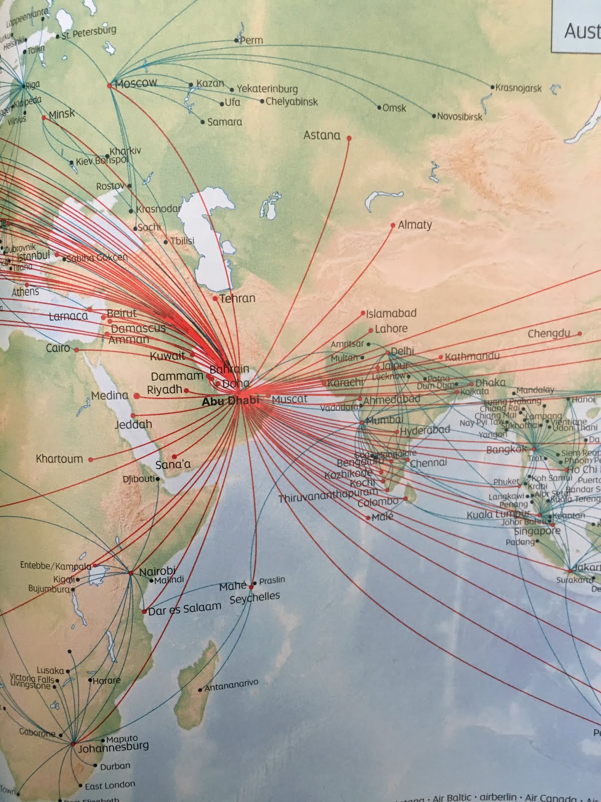 The Timetablist Etihad Route Map, September 2016 the Near Asian