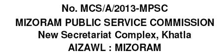 MPSC (Mizoram Public Service Commission) Preliminary Exam 2013 Result