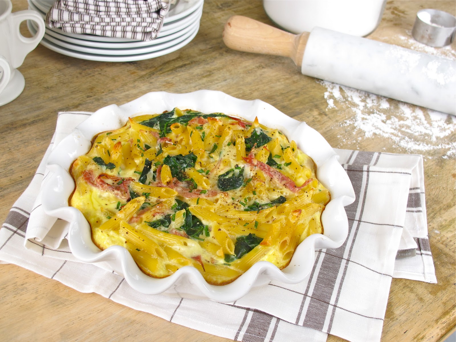 Jenny Steffens Hobick Prosciutto & Spinach Penne Frittata Brunch Recipes