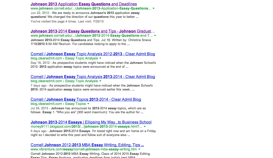 cornell mba essays