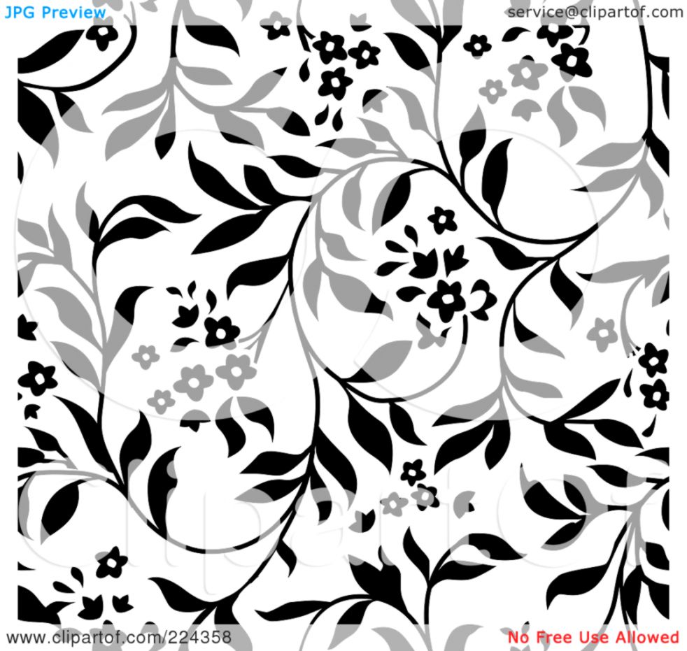 Royalty Free RF Clipart Illustration of a Black And White Floral