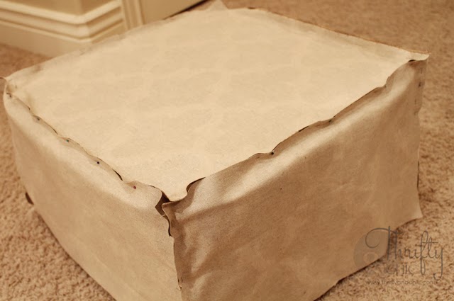 DIY Ottoman or floor pouf made from mattress cubes!