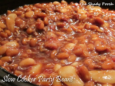 Slow Cooker Party Beans...best baked beans ever! by The Shady Porch Slow Cooker Party Beans...best baked beans ever! #sidedish #bakedbeans #partybeans #entree #crockpot #slowcooker