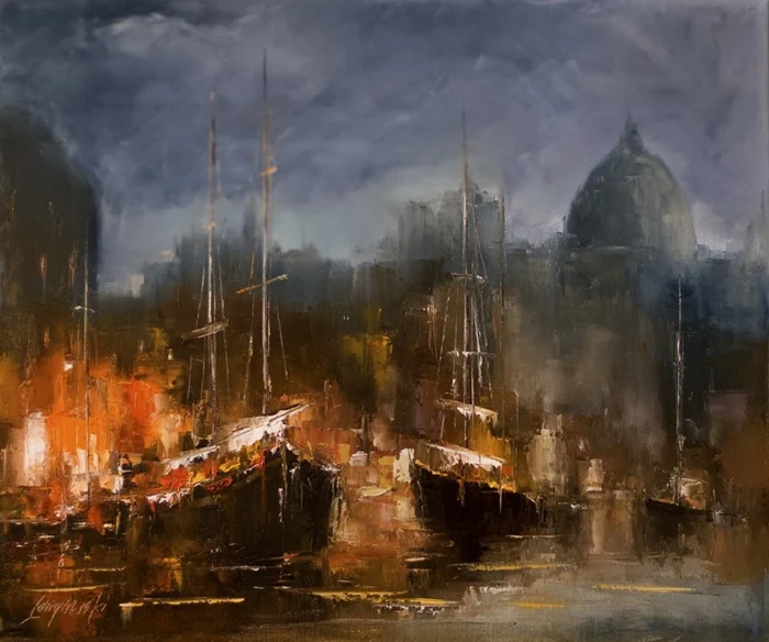 Marek Langowski | Polish Impressionist Landscapes painter | Venice by night
