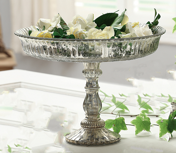 farmhouse musings New Mercury Glass Pedestal Bowl