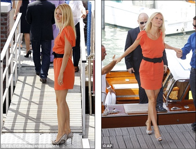 Pretty in Prada Gwyneth Paltrow sets Venice alight in fiery orange dress