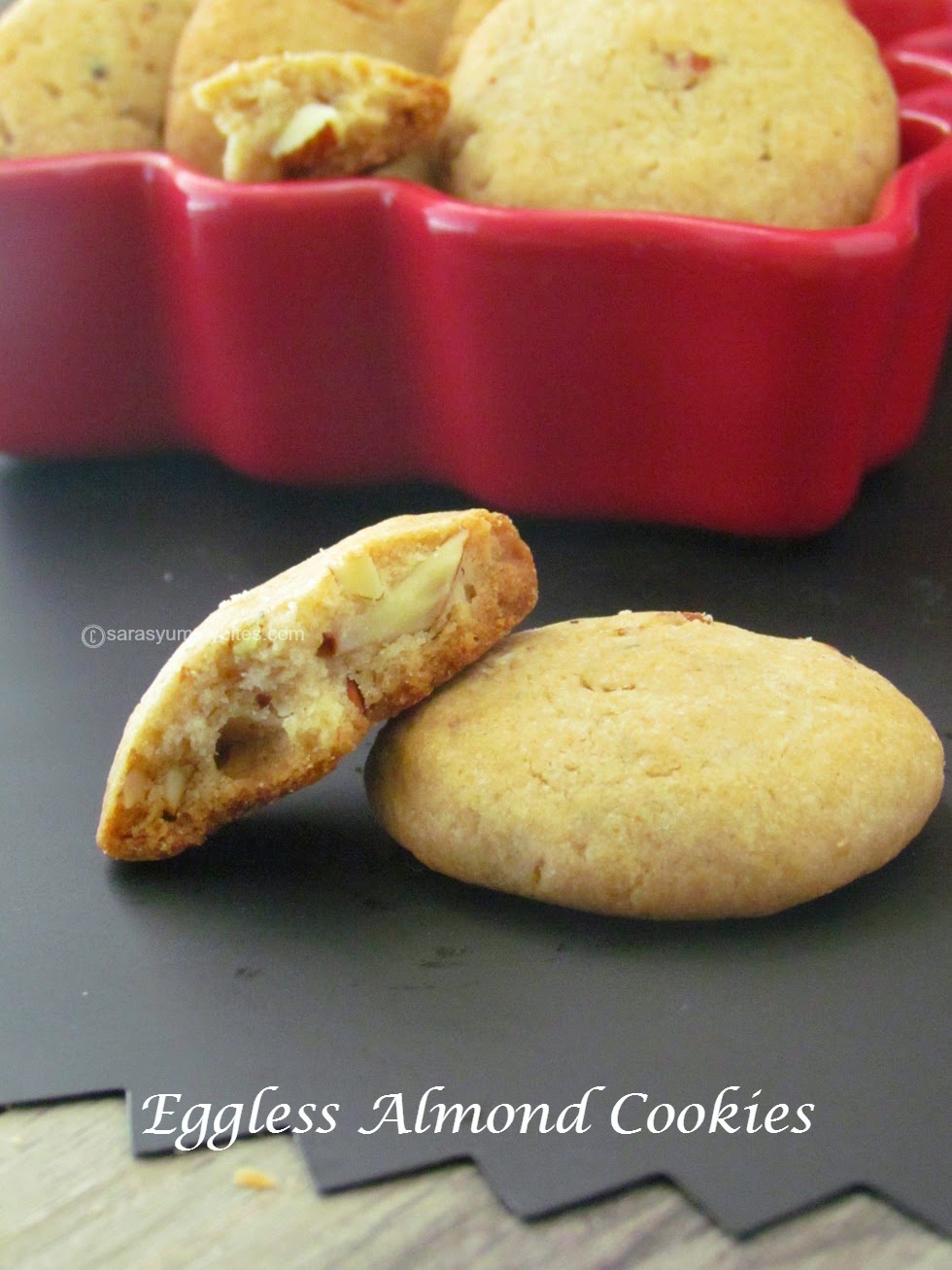 Eggless Almond Cookies SarasYummyBites