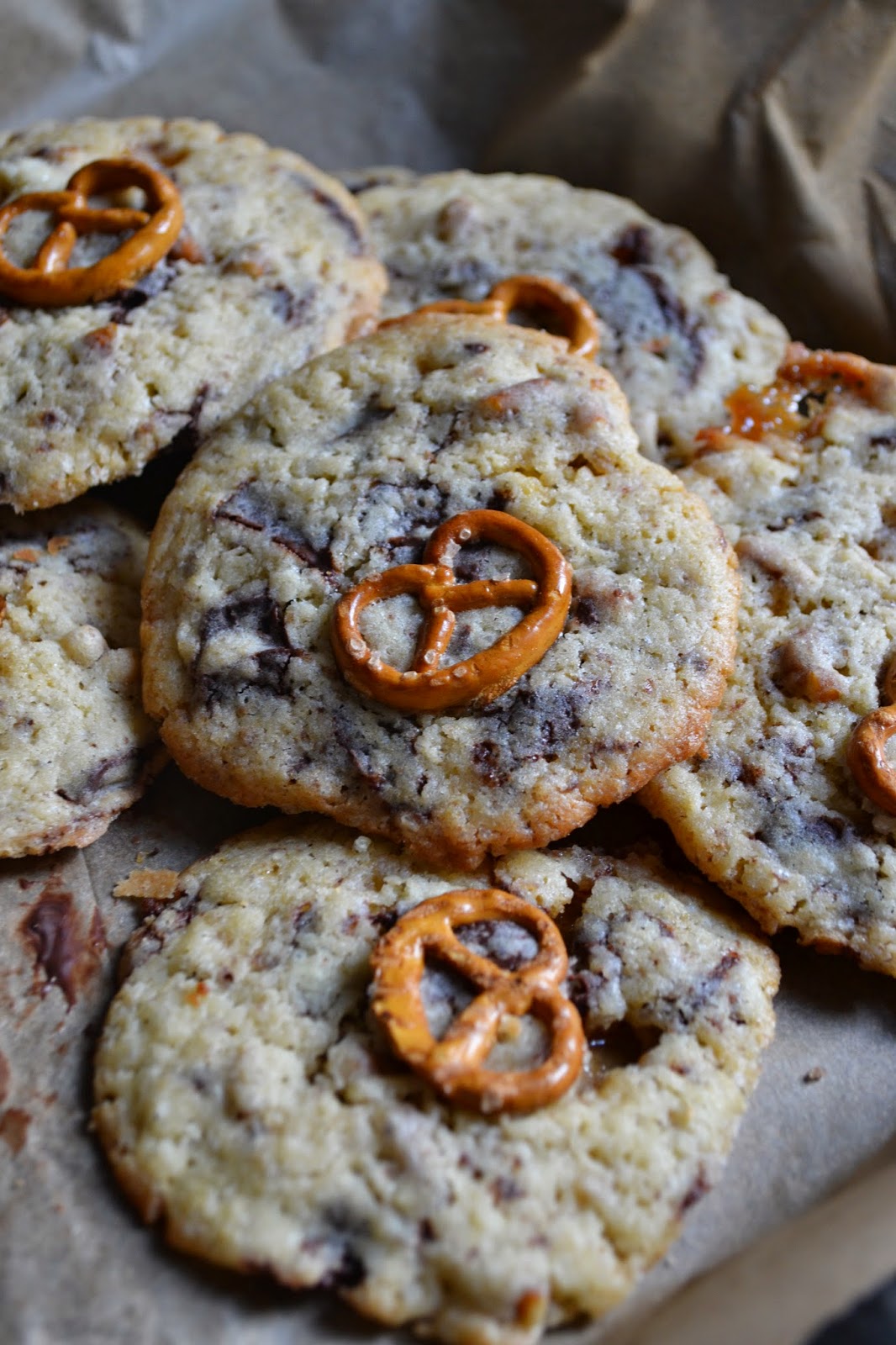 Chocolate Chip Toffee Pretzel Cookies {Street Food September} The