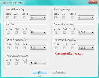 Setting keyboard Shortcuts (default) Camstudio