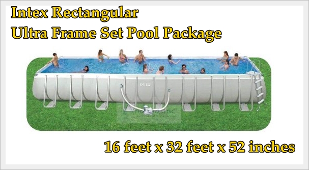 Intex Rectangular Ultra Frame Set Pool Package 16' x 32' x 52 inches