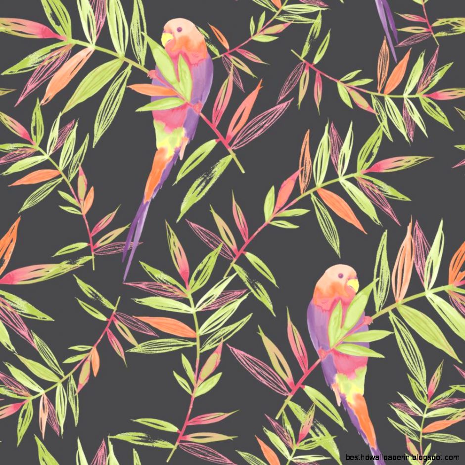 NEW RASCH PARROTS BIRD PATTERN TROPICAL LEAF LEAVES PAINTED MOTIF NEW RASCH PARROTS BIRD PATTERN TROPICAL LEAF LEAVES PAINTED MOTIF