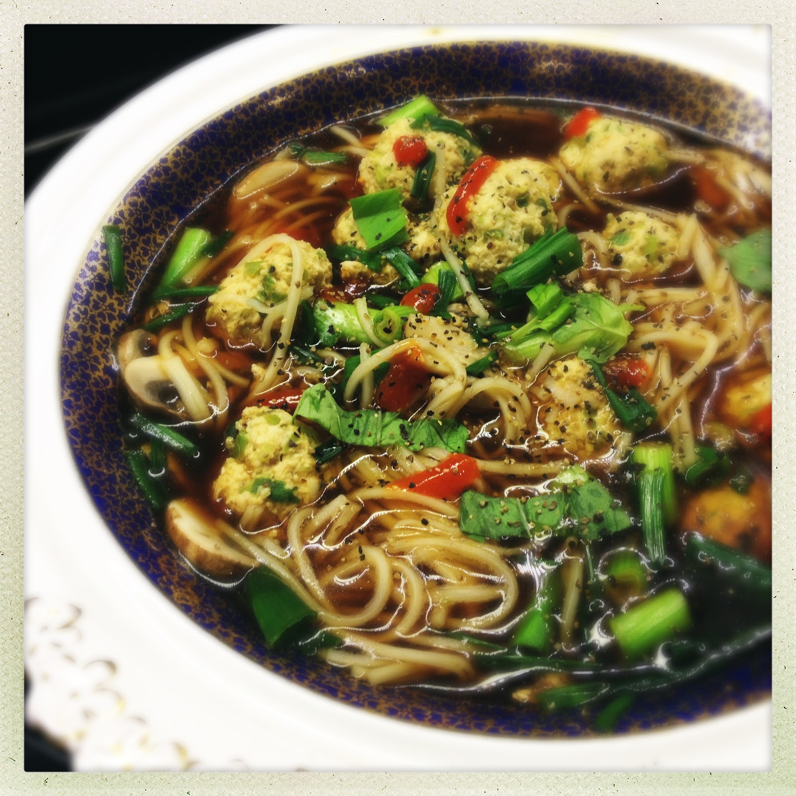 Slice Of Slim RECIPE Chinese Style Noodle Broth with Tiny Chicken