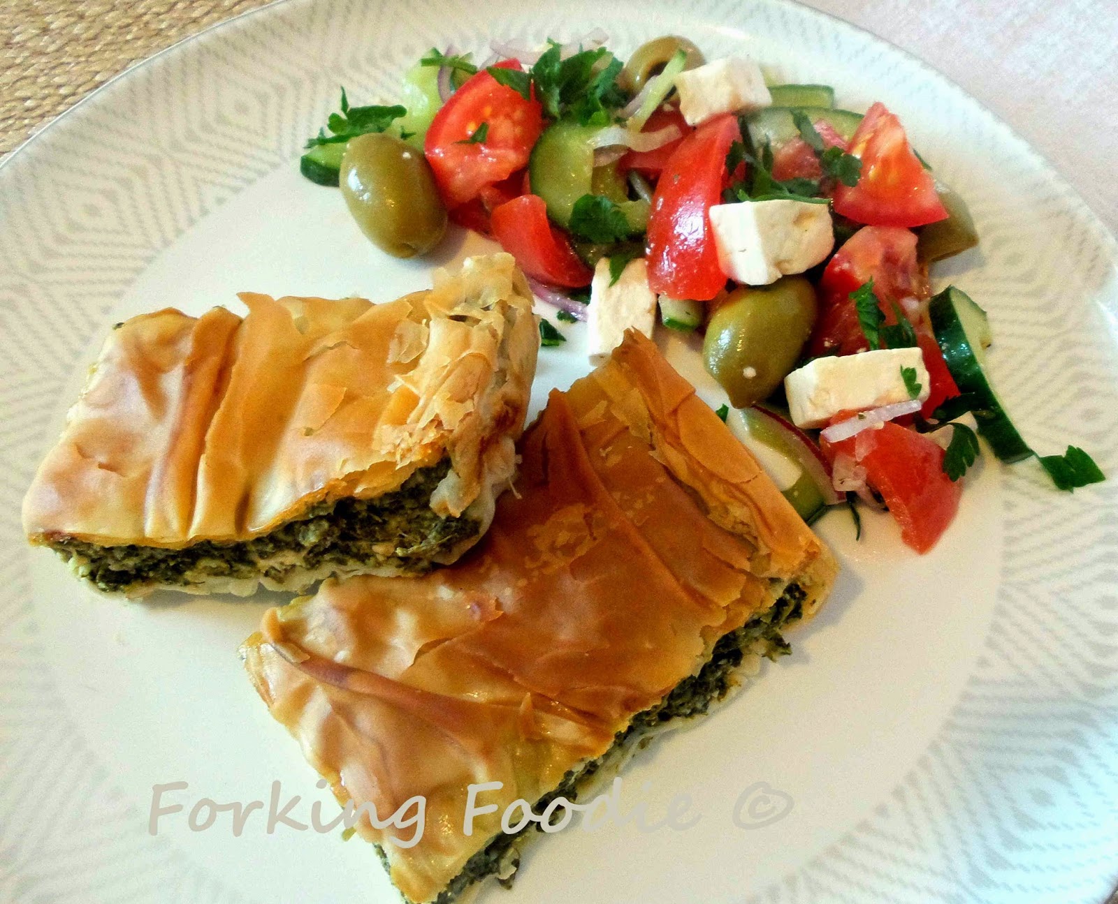 Forking Foodie Spinach and Feta Filo Pie Spanakotiropita