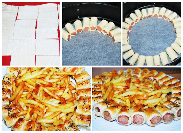 Rosca De Hojaldre Y Salchichas
