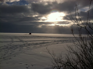 Sunrise while ice fishing