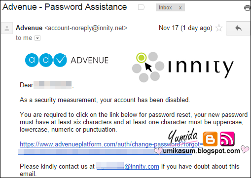 Sebab tak boleh login akaun Innity, cara reset password Innity, laman web Innity kena hack, script iklan Innity ada malware, akaun Innity disabled, jadi publisher Innity
