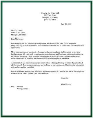 Enclosure in application letter picture