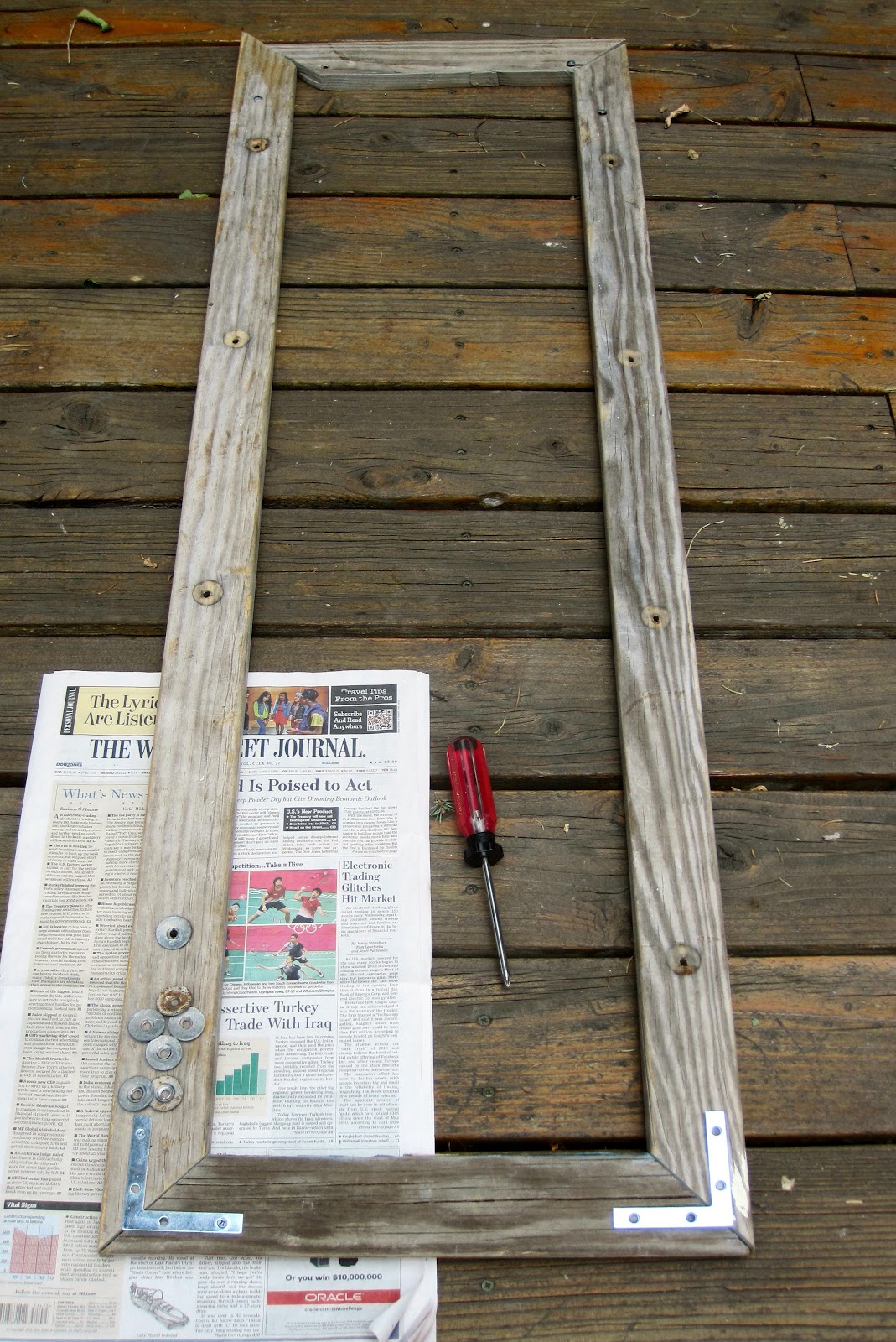 Simple Details old ladder = new mirror frame