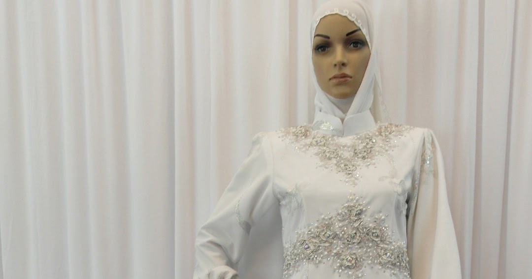 baju pengantin muslimah putih 