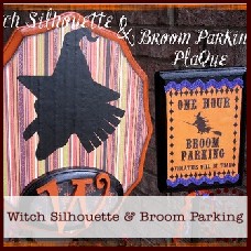 witch silhouette broom parking