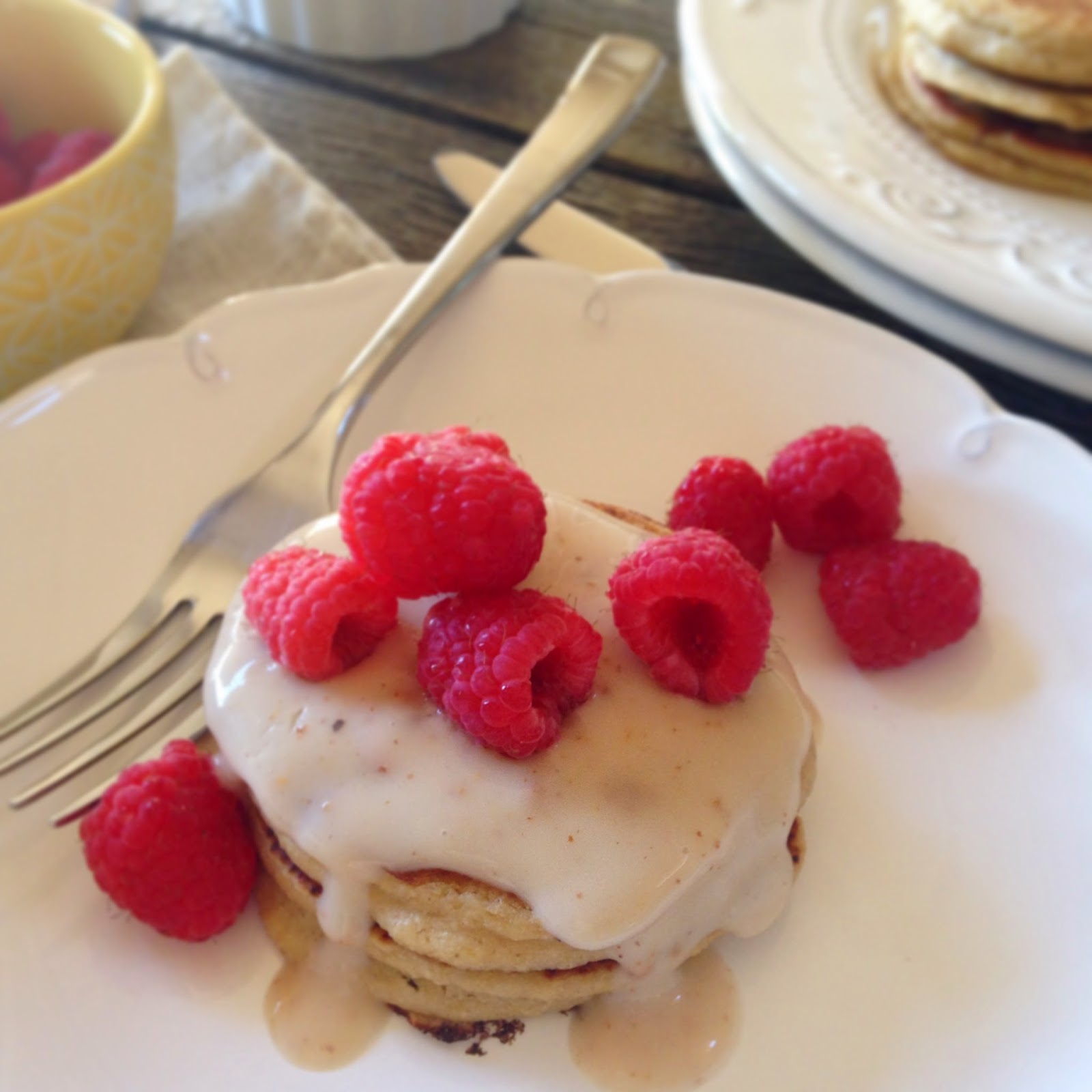NourishRDs Apple Oat Pancakes (with Peanut Butter & Raspberry Topping)