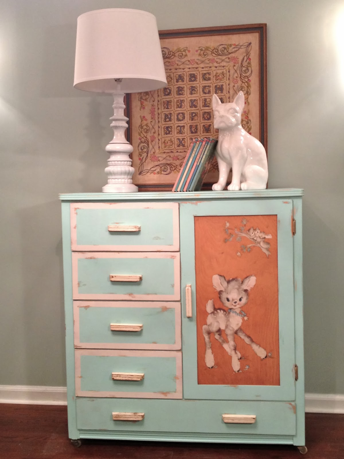 My First Etsy Listing Vintage Teal Dresser with Distressed Finish! Crackerjack23