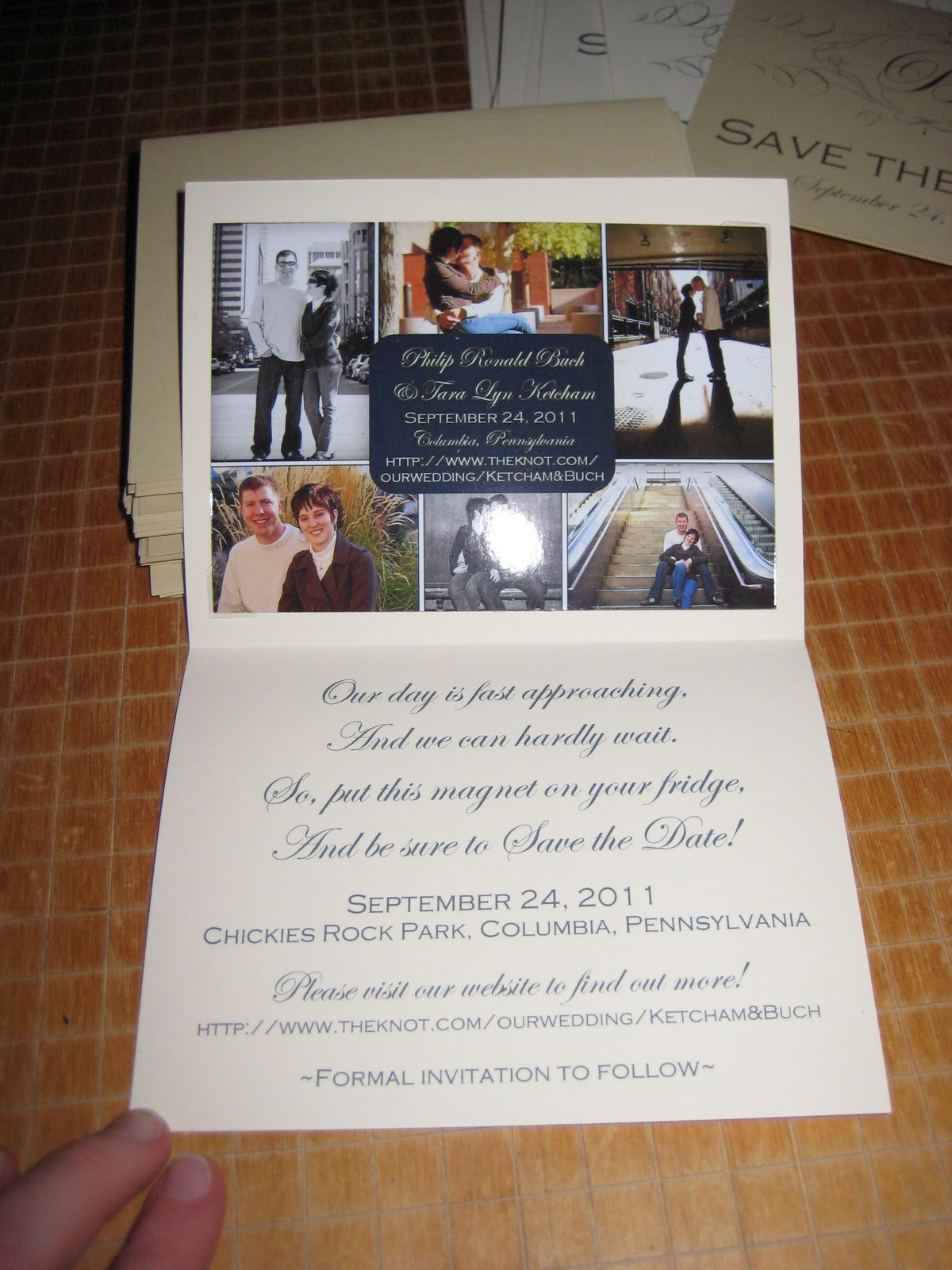tara getting married: save the date magnets are done!