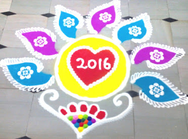 New Year year 2016 Rangoli Design Quick and Easy in a creative way