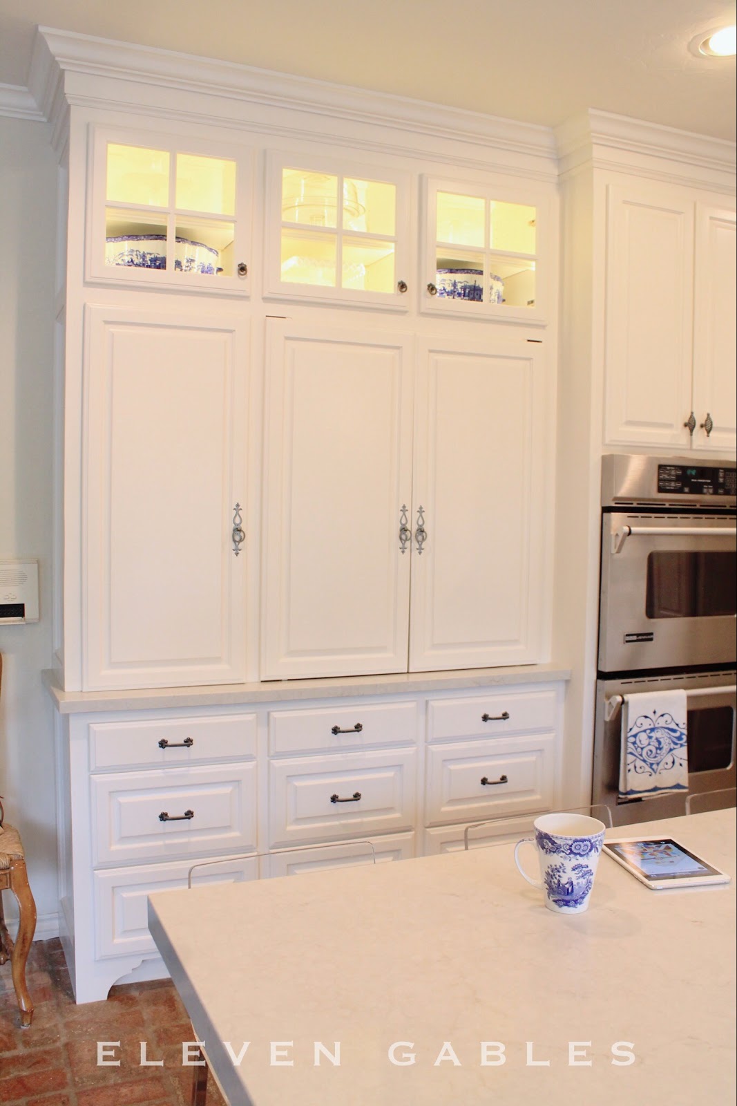 Hidden Appliance Cabinet and Desk Command Center in the Kitchen - Eleven  Gables