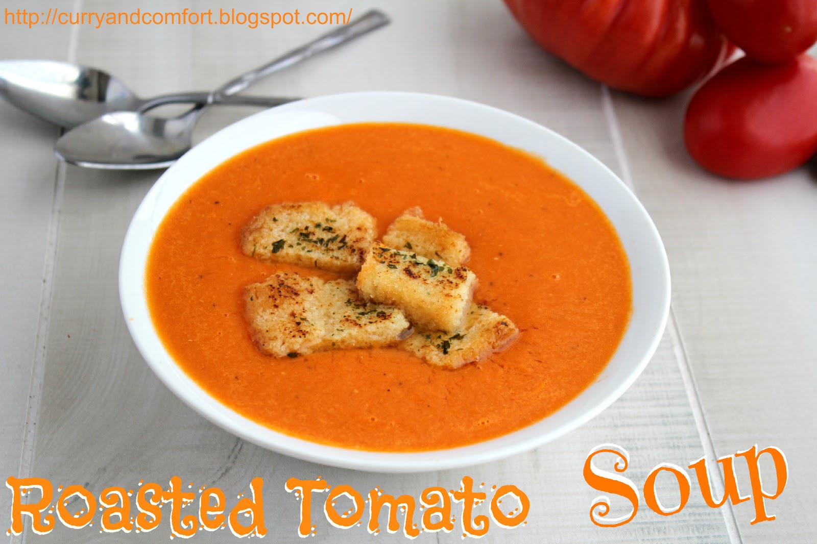 Kitchen Simmer Roasted Tomato Soup with Garlic Toast Croutons