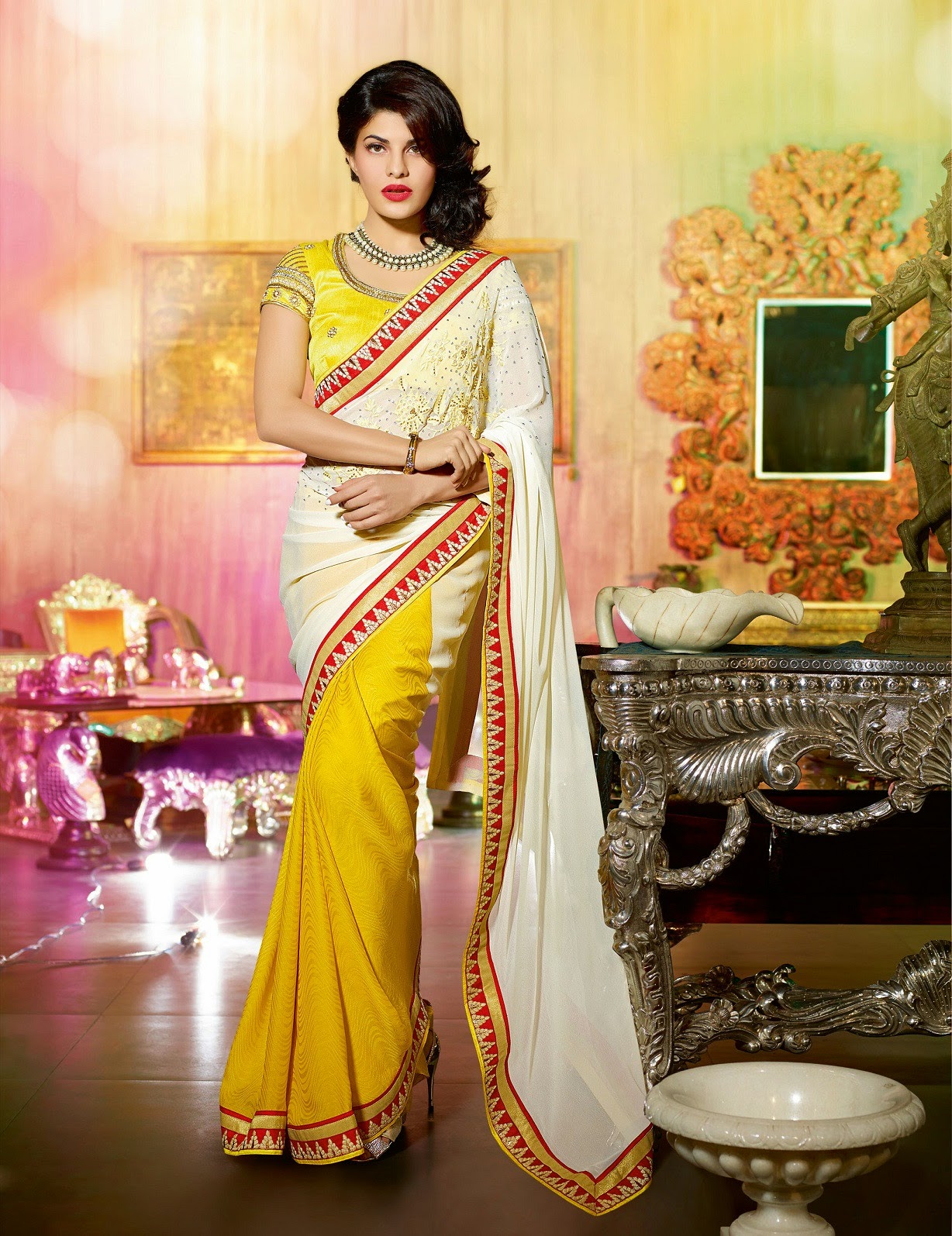 Bollywood Actress Saree Collections: Kick Heroine Jacqueline Fernandez