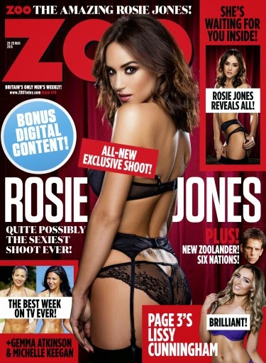 Rosie Jones hot poses in sexy black lingerie for ZOO UK March 2015