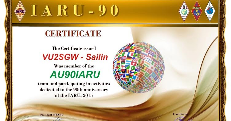 Certificate From IARU :