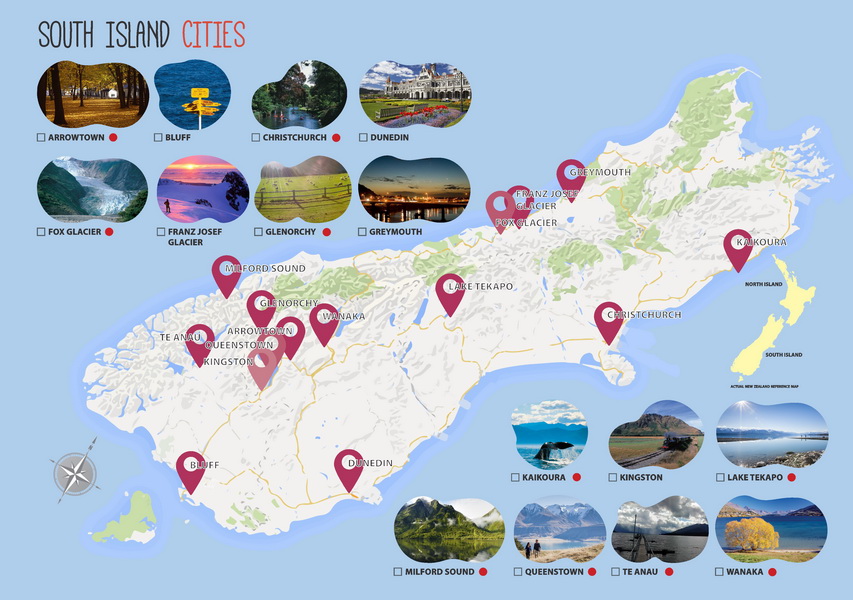 New Zealand Tourism Guide South Island Cities, Locations & Attractions